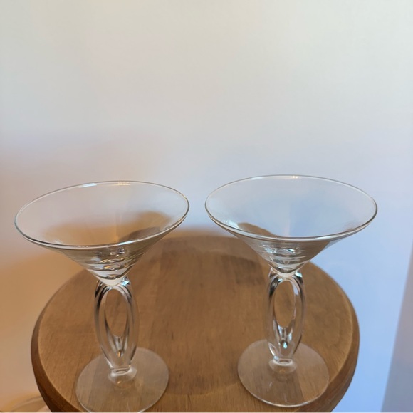 SOLD- Set Of Two Libbey 8883 Omega Martini Glasses Cocktail Open Loop Stem - Picture 4 of 9